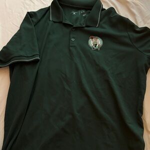 Antigua Forest Green Polo with Embroidered Emblem Boston Celtics Short Sleeve